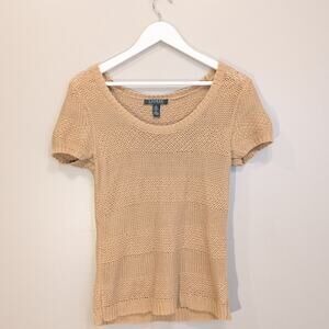 Ralph Lauren Sweater Top Beige Classic Traditional Retro Chic - Size S